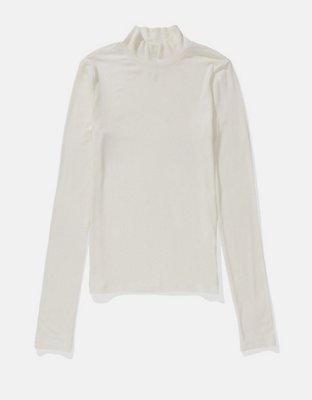 AE Hey Baby T-shirt Cortada Manga Larga con Cuello Cerrado y Alto