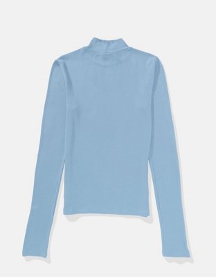 AE Long-Sleeve Cropped Hey Baby Mock Neck Tee