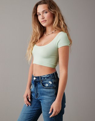 seamless scoop neck crop top