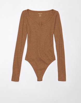 AE Long-Sleeve Sweetheart-Neckline Bodysuit