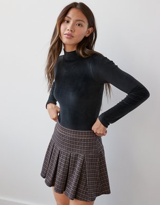 AE Long-Sleeve Velvet Mockneck Bodysuit