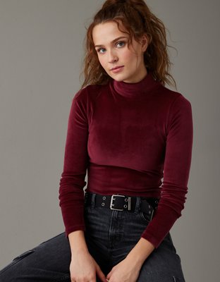 Long Sleeve Velvet Crewneck Bodysuit