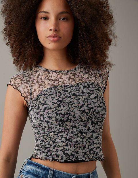 Женские футболки American Eagle AE Cropped Mini Mesh Tee