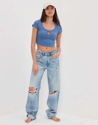 AE Cropped Keyhole Baby Tee
