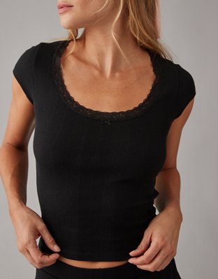 AE Lace Trim Hey Baby Tee