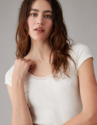 AE Lace Trim Hey Baby Tee