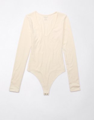 Always a Favorite Cream Ribbed Long Sleeve Bodysuit