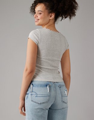 AE Lace Trim Hey Baby Tee