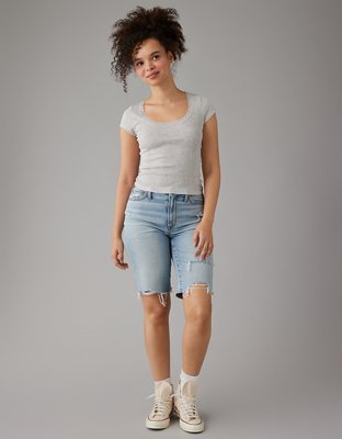 AE Lace Trim Hey Baby Tee | American Eagle