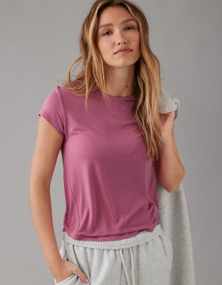 AE Soft & Sexy Short-Sleeve Scoop Neck Ribbed Tee