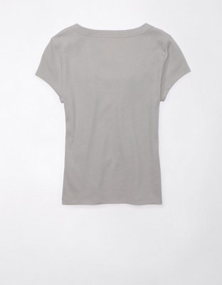 AE Scoop Neck Ribbed Hey Baby Tee