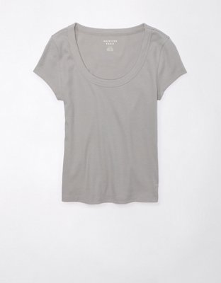 AE Scoop Neck Ribbed Hey Baby Tee