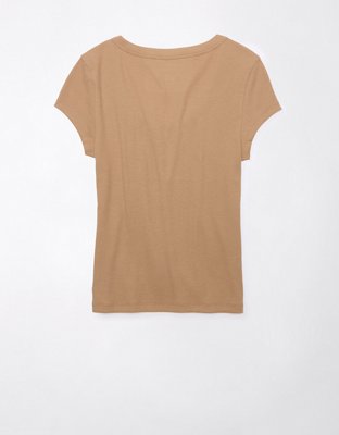 AE Scoop Neck Ribbed Hey Baby Tee