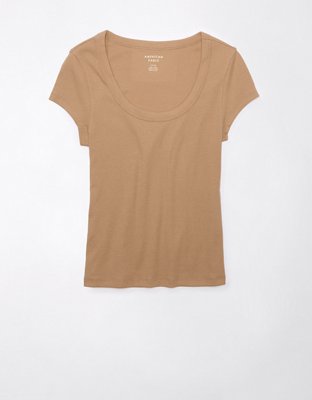 AE Scoop Neck Ribbed Hey Baby Tee