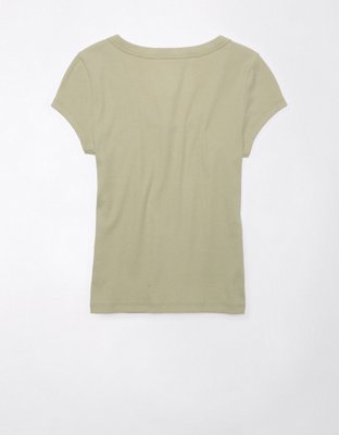 AE Scoop Neck Ribbed Hey Baby Tee