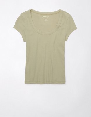 AE Scoop Neck Ribbed Hey Baby Tee