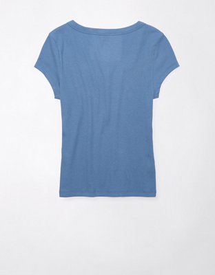 AE Scoop Neck Ribbed Hey Baby Tee