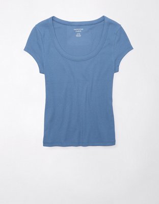AE Scoop Neck Ribbed Hey Baby Tee