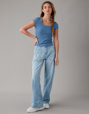 AE Scoop Neck Ribbed Hey Baby Tee