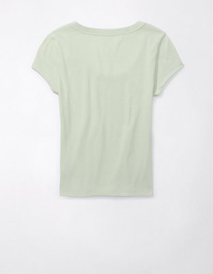 AE Scoop Neck Ribbed Hey Baby Tee