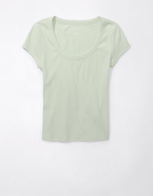 AE Scoop Neck Ribbed Hey Baby Tee