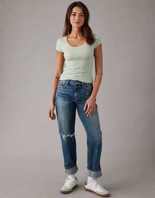 AE Scoop Neck Ribbed Hey Baby Tee