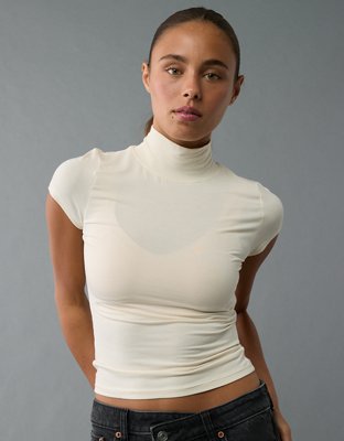 AE Soft & Sexy Cropped Mock Neck Tee