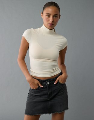 AE Soft & Sexy Cropped Mock Neck Tee