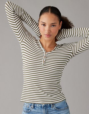 Style & Co. Petite Striped Waffle-Knit Henley