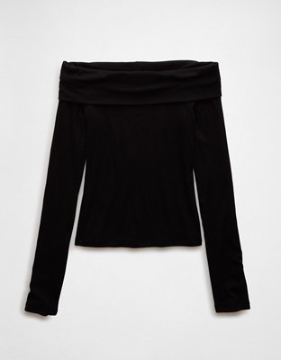 Женские футболки American Eagle AE Long-Sleeve Off-The-Shoulder T-Shirt — фото 2