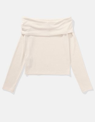 AE Long-Sleeve Off-The-Shoulder T-Shirt