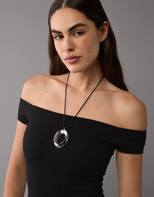 Боди AE Off-The-Shoulder, в рубчик — American Eagle — фото 3