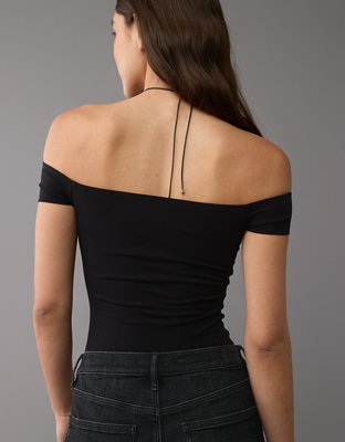 Боди AE Off-The-Shoulder, в рубчик — American Eagle — фото 4