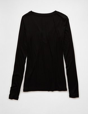 T-shirt à manches longues et encolure en V Doux et sexy AE