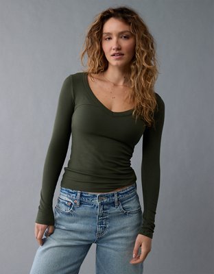 AE Soft & Sexy Long-Sleeve V-Neck T-Shirt