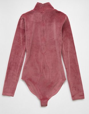 AE Long-Sleeve Mock Neck Velvet Bodysuit