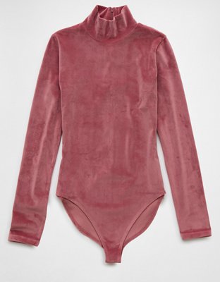 AE Long-Sleeve Mock Neck Velvet Bodysuit