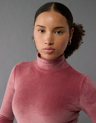 AE Body Manga Larga de Terciopelo con Cuello Alto