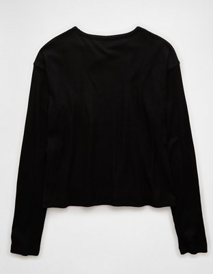 Женские футболки American Eagle AE Plush Long-Sleeve Cropped Pocket T-Shirt — фото 4