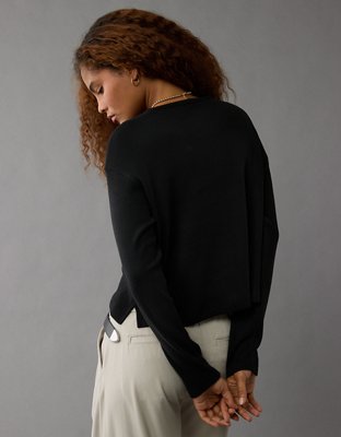 Женские футболки American Eagle AE Plush Long-Sleeve Cropped Pocket T-Shirt — фото 2