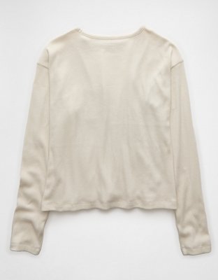 AE Plush Long-Sleeve Cropped Pocket T-Shirt