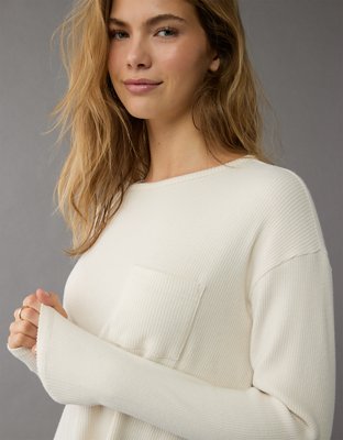 AE Plush Long-Sleeve Cropped Pocket T-Shirt