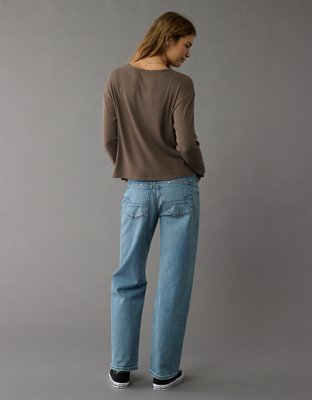 AE Plush Long-Sleeve Cropped Pocket T-Shirt