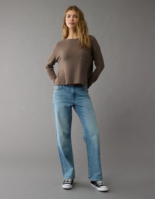 AE Plush Long-Sleeve Cropped Pocket T-Shirt