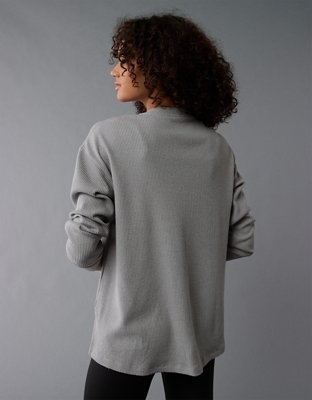 AE Plush Long-Sleeve Waffle Notch Neck T-Shirt