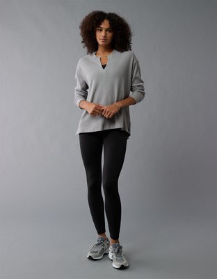 AE Plush Long-Sleeve Waffle Notch Neck T-Shirt