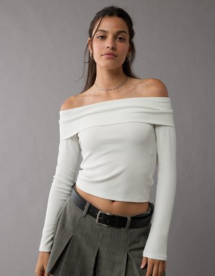 AE Off-The-Shoulder Long-Sleeve Top