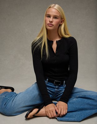 AE Long Sleeve Henley T-Shirt