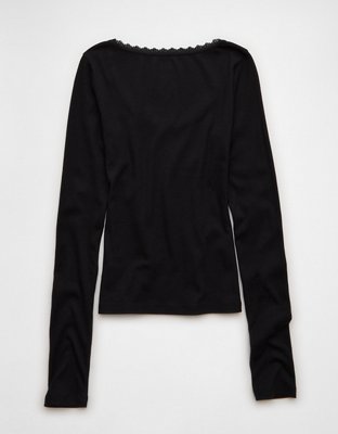 AE Lace-Trim Long Sleeve T-Shirt