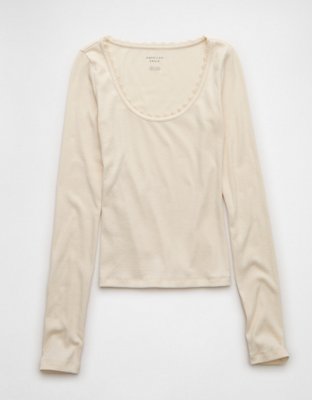 AE Lace-Trim Long Sleeve T-Shirt